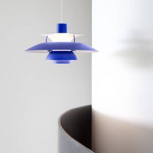 Louis Poulsen PH 5 závesná lampa monochróm modrá