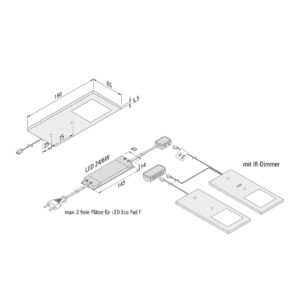 Podhľadové LED svietidlo Eco-Pad F 2x 4000K čierna