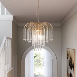 Závesná lampa Pioggia krištáľový dážď Ø50 cm zlatá